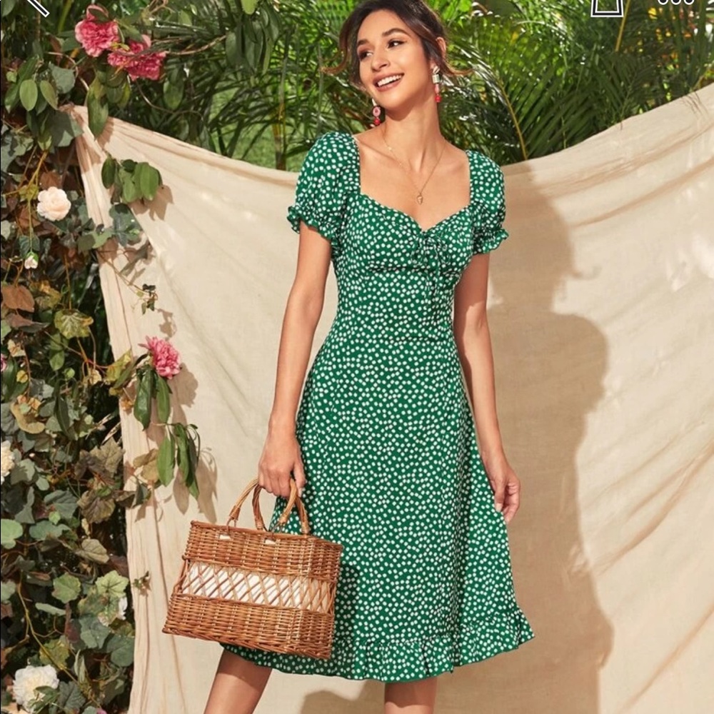 Ditsy Floral Tie Front Dress